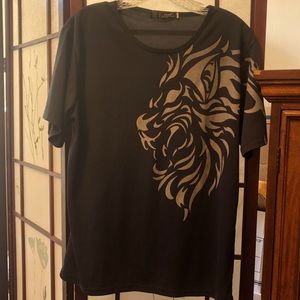 Lion animal print tshirt T-shirt NWOT, navy blue